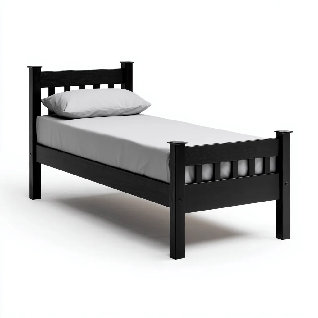 Einzelbett - Massivholz - 200x90x85 cm - Schwarz - Modernes Design für Schlafzimmer-Shelterovae