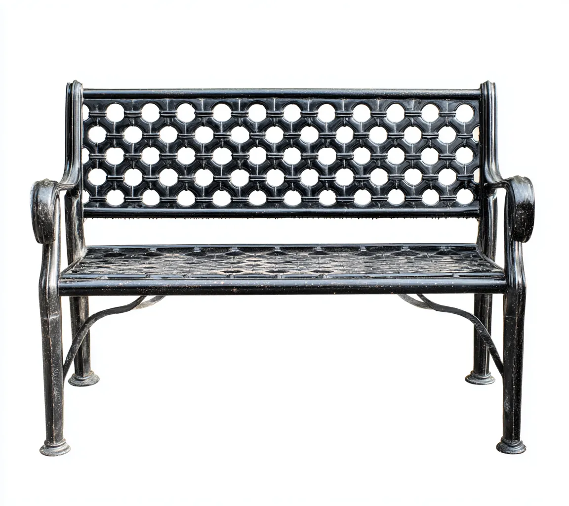 Gartenbank - Gusseisen-Stahl - 118x56x82 cm - Schwarz - Wabenmuster-Design-Shelterovae