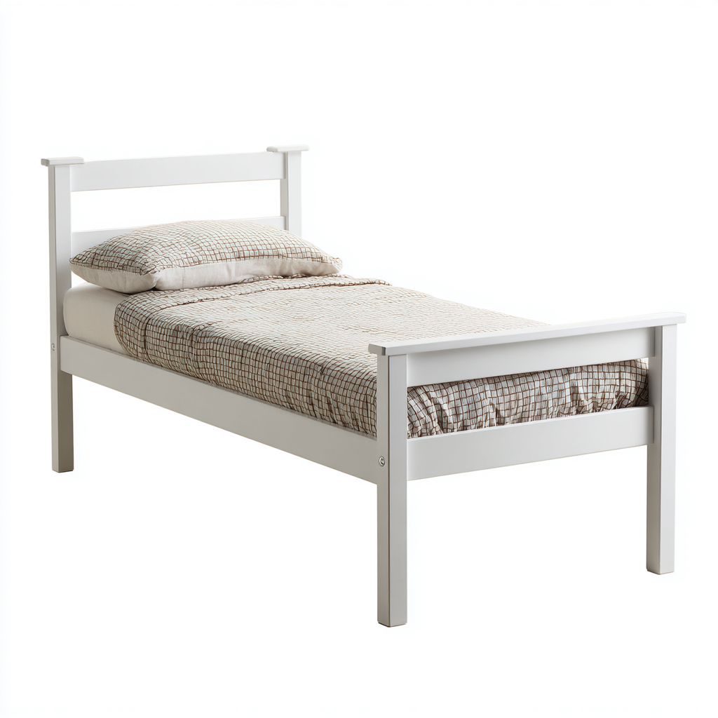 Einzelbett - Massivholz-Kiefer - 200x100x90 cm - Weiß - Zeitloses Design für Schlafzimmer-Shelterovae