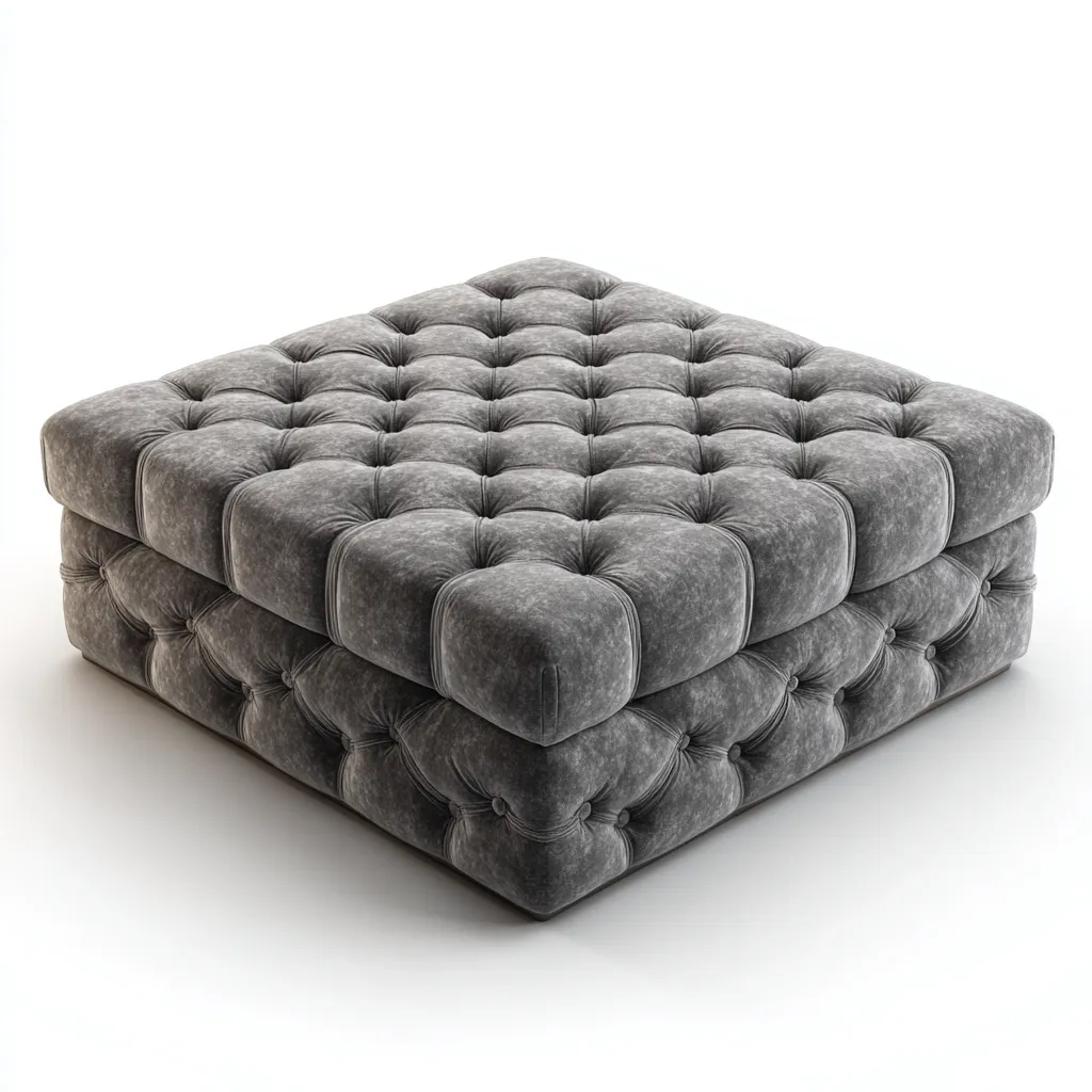 Fußhocker - Samt - 95x95x44 cm - Grau - Klassisches Design-Shelterovae