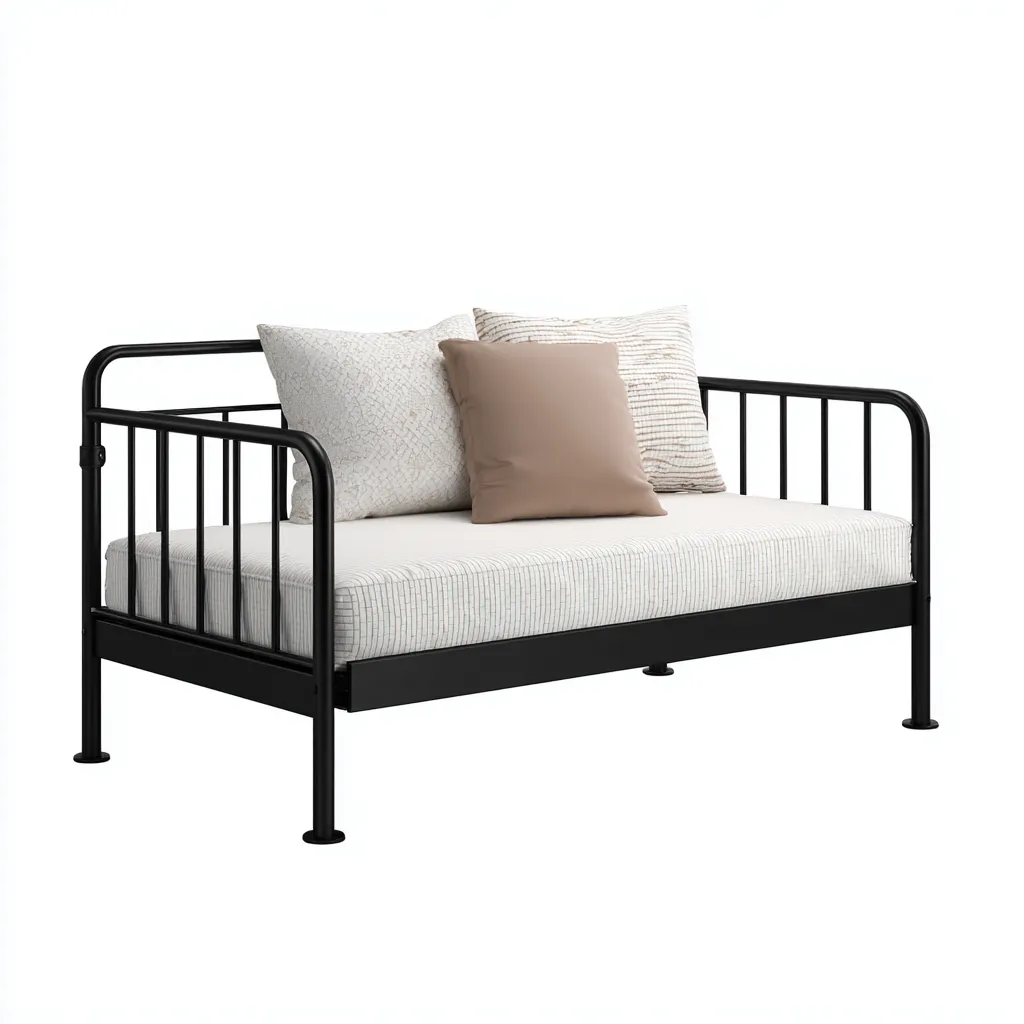 Schlafsofa-Metall-200x95x90 cm-Schwarz-Schlichtes modernes Design-Shelterovae