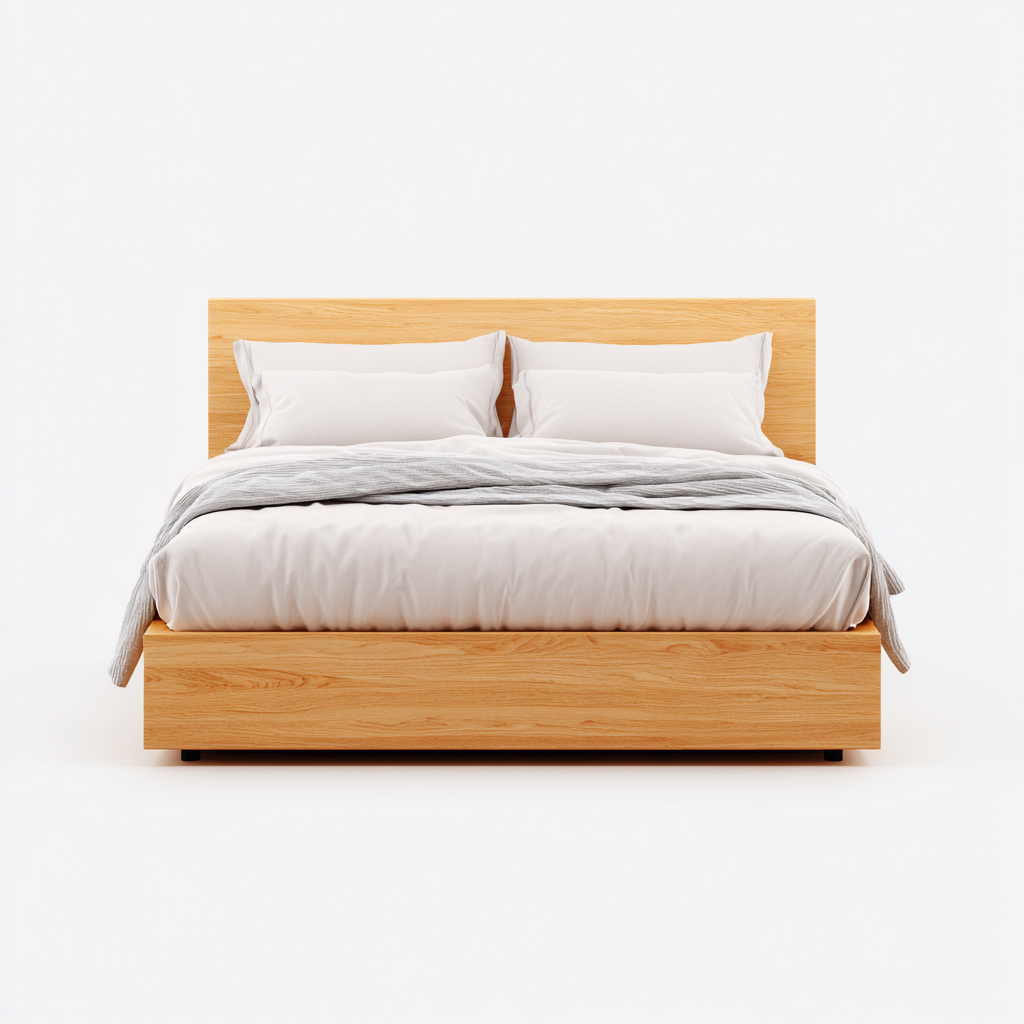 Doppelbett-Holz-200x160x100 cm-Natur-Modernes Design mit geradem Kopfteil-Shelterovae