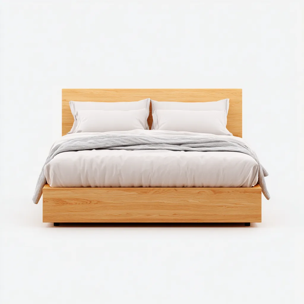 Doppelbett-Holz-200x160x100 cm-Natur-Modernes Design mit geradem Kopfteil-Shelterovae