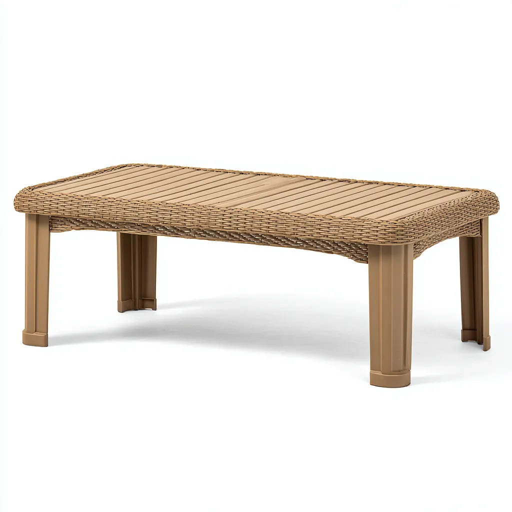Gartentisch - Kunststoff-Rattan - 90x50x40 cm - Hellbraun - Modernes Design-Shelterovae