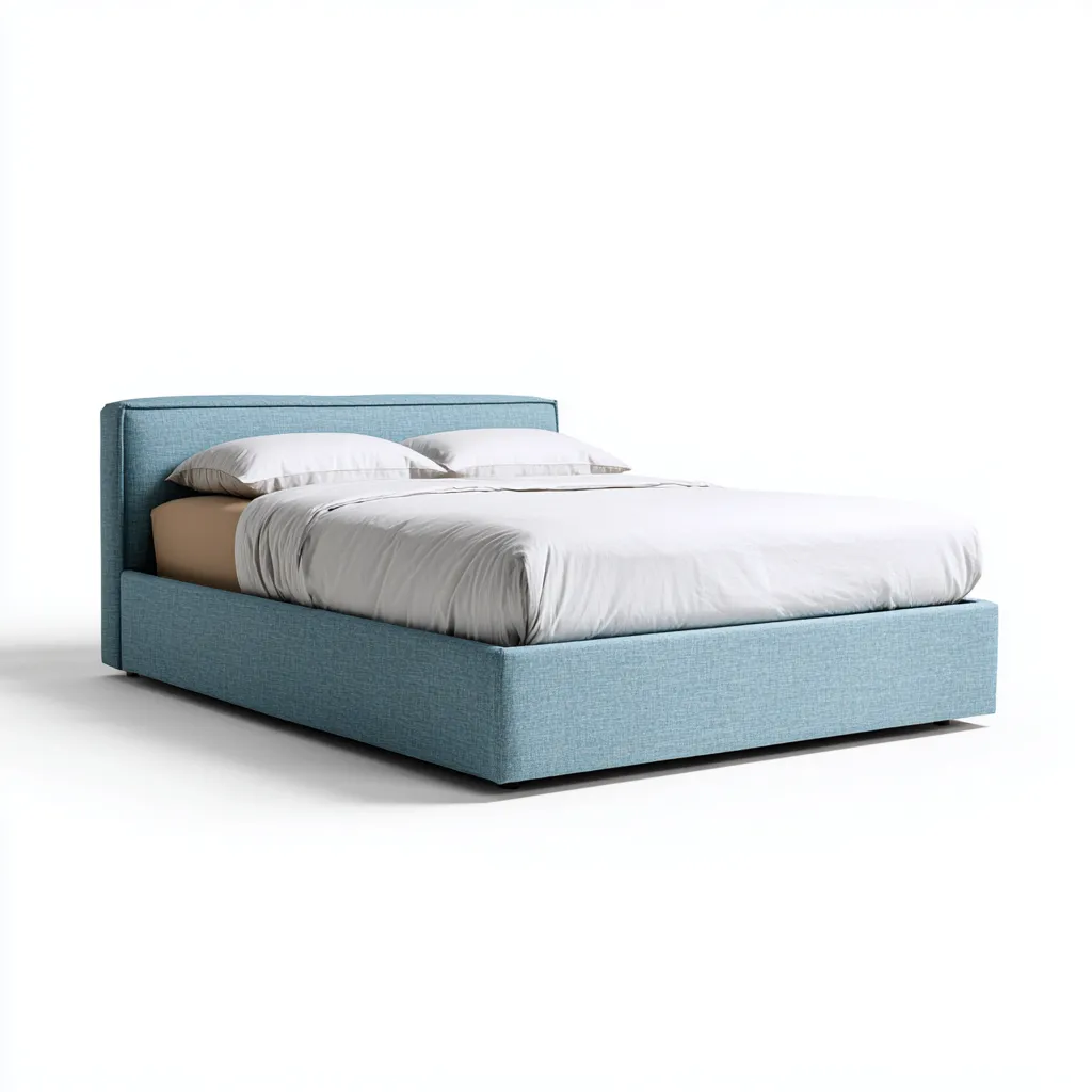 Doppelbett-Stoff-Holz-200x160x90 cm-Hellblau-Modernes Design mit Polsterkopfteil-Shelterovae