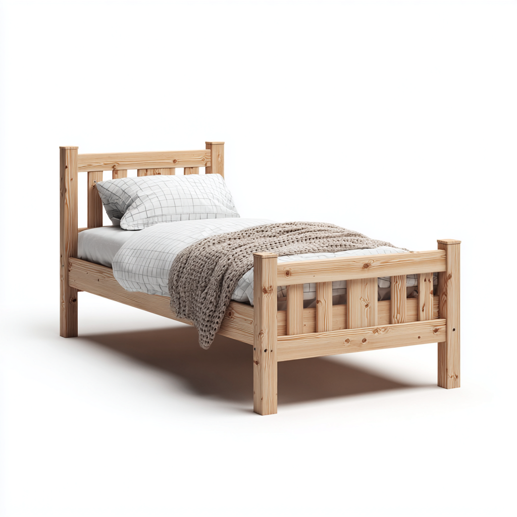 Einzelbett - Massivholz-Kiefer - 200x100x90 cm - Natur - Klassisches Design für Schlafzimmer-Shelterovae