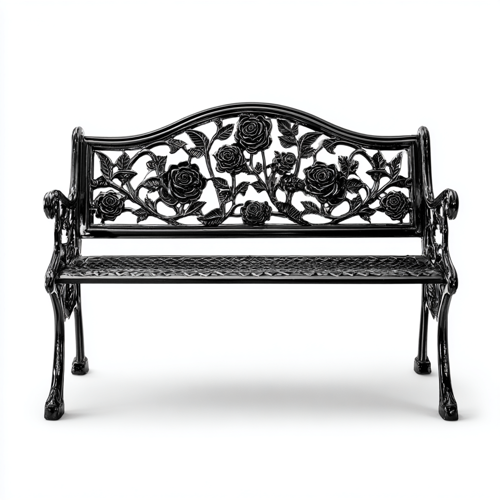 Gartenbank - Gusseisen - 120x55x80 cm - Schwarz - Klassisches Rosenmuster-Shelterovae