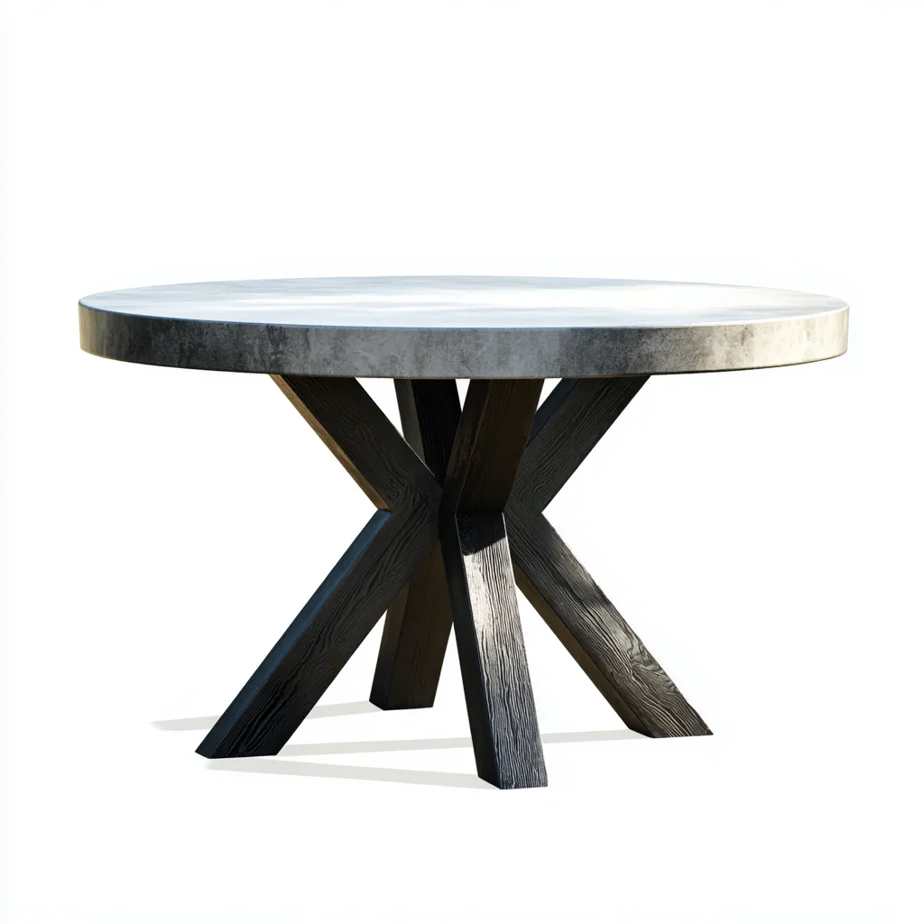 Gartentisch - Holz-Beton - 120x120x76 cm - Grau-Schwarz - Modernes Design-Shelterovae