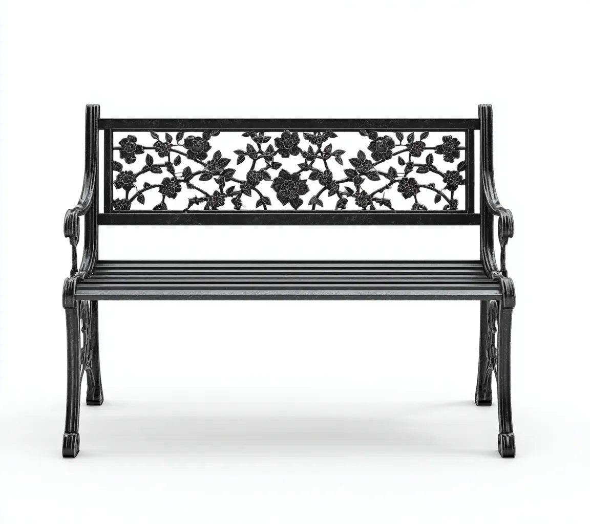 Gartenbank - Gusseisen-Stahl - 120x55x82 cm - Schwarz - Blumenornament-Design-Shelterovae