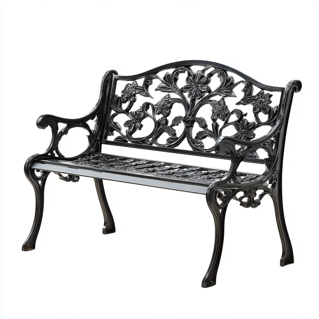 Gartenbank - Gusseisen - 120x55x79 cm - Schwarz - Florales Design-Shelterovae