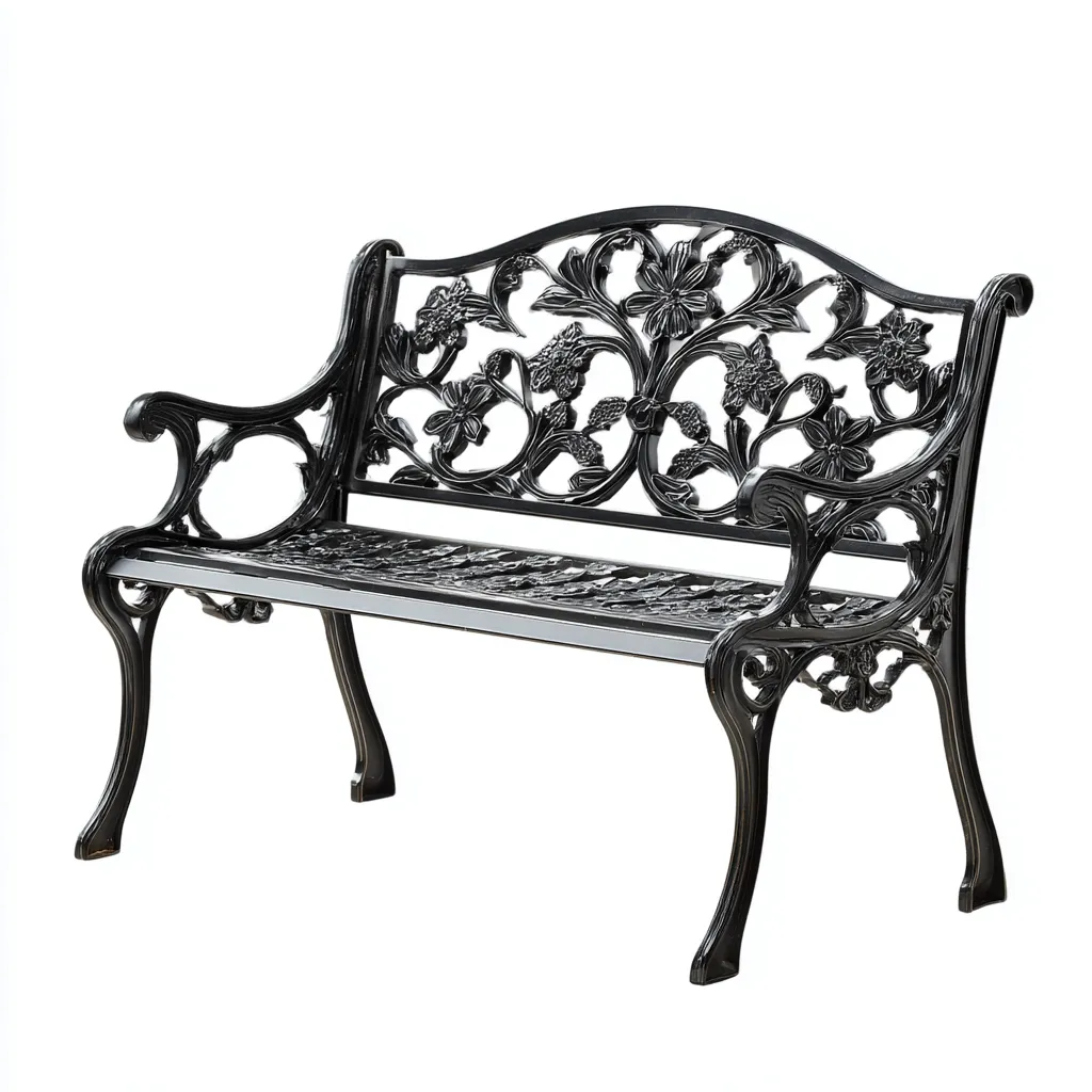 Gartenbank - Gusseisen - 120x55x79 cm - Schwarz - Florales Design-Shelterovae