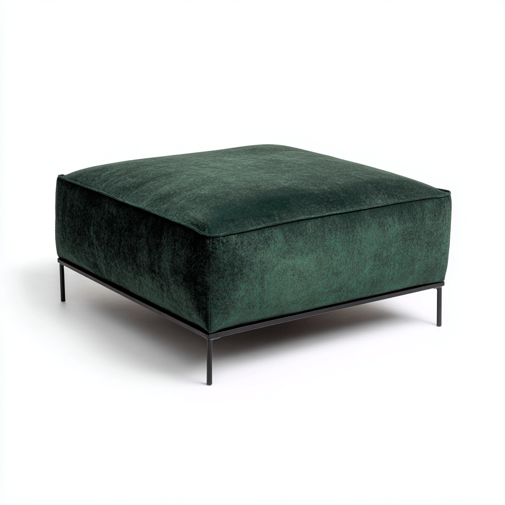 Fußhocker - Samt-Metall - 90x90x42 cm - Dunkelgrün - Modernes Design-Shelterovae