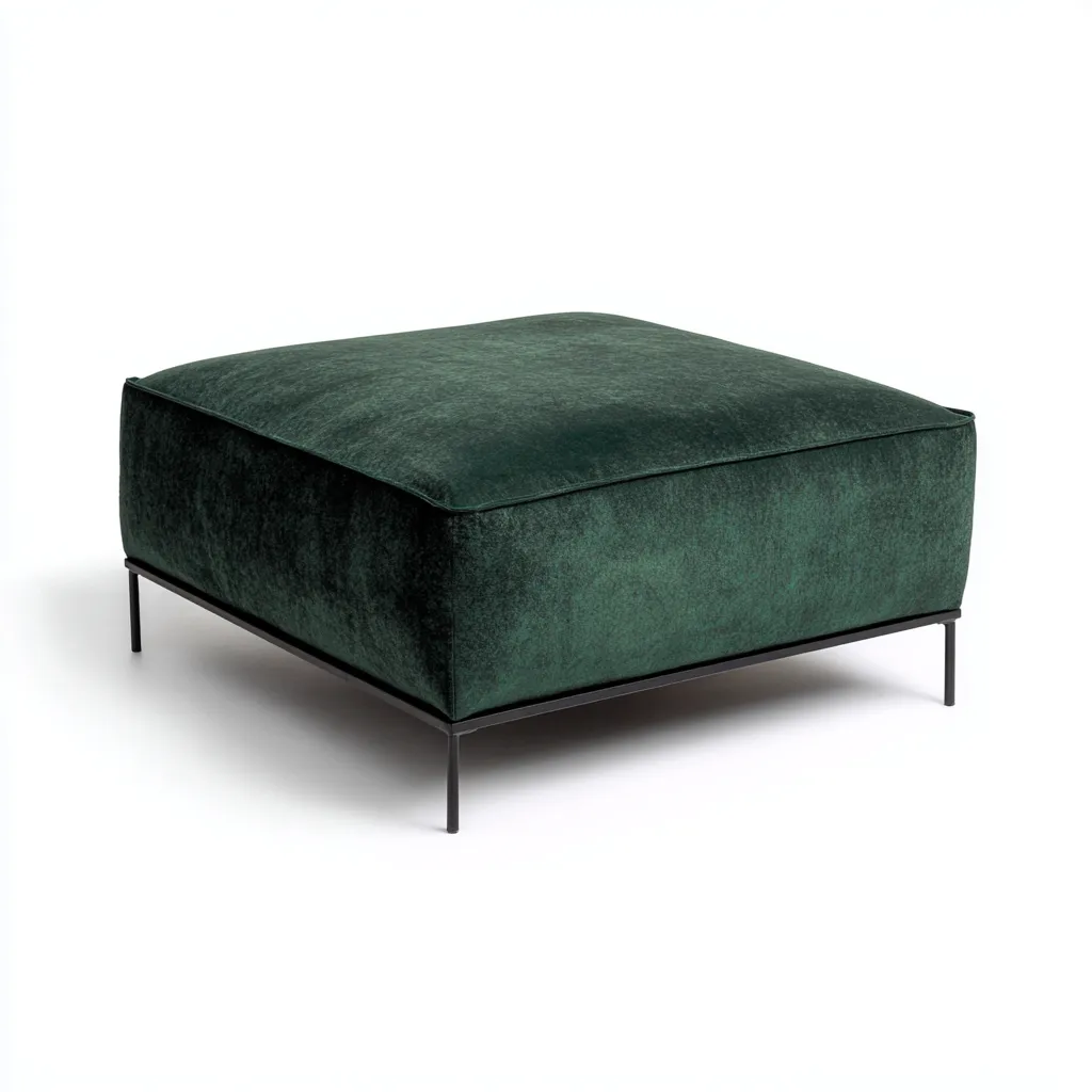 Fußhocker - Samt-Metall - 90x90x42 cm - Dunkelgrün - Modernes Design-Shelterovae