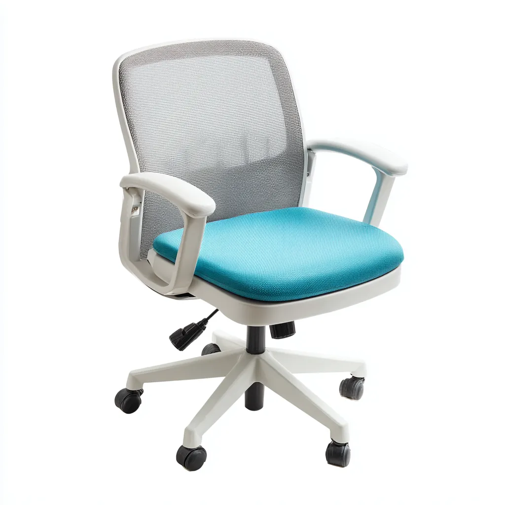Bürostuhl - Netzstoff-Kunststoff - 63x60x94 cm - Weiß-Hellblau -Modernes ergonomisches Design-Shelterovae