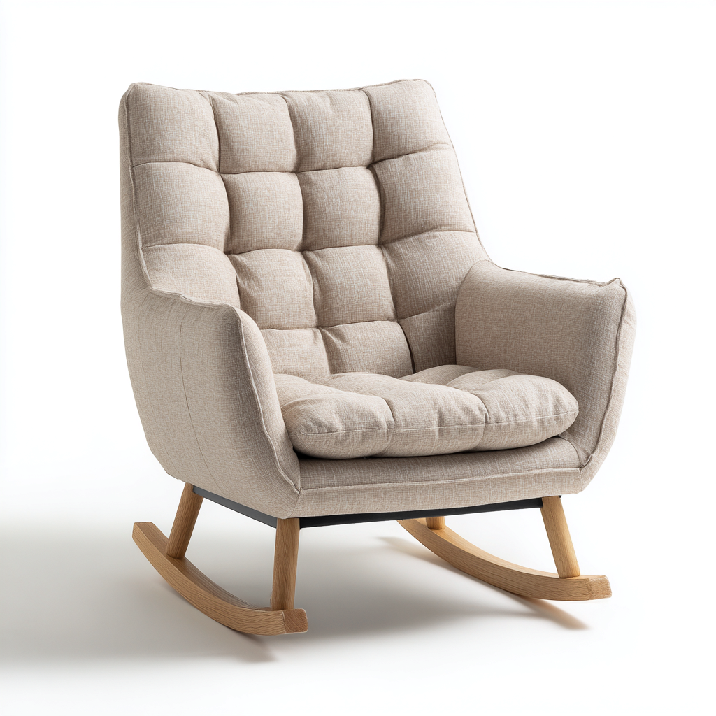 Schaukelstuhl - Stoff-Holz - 88x83x100 cm - Beige - Modernes Design-Shelterovae