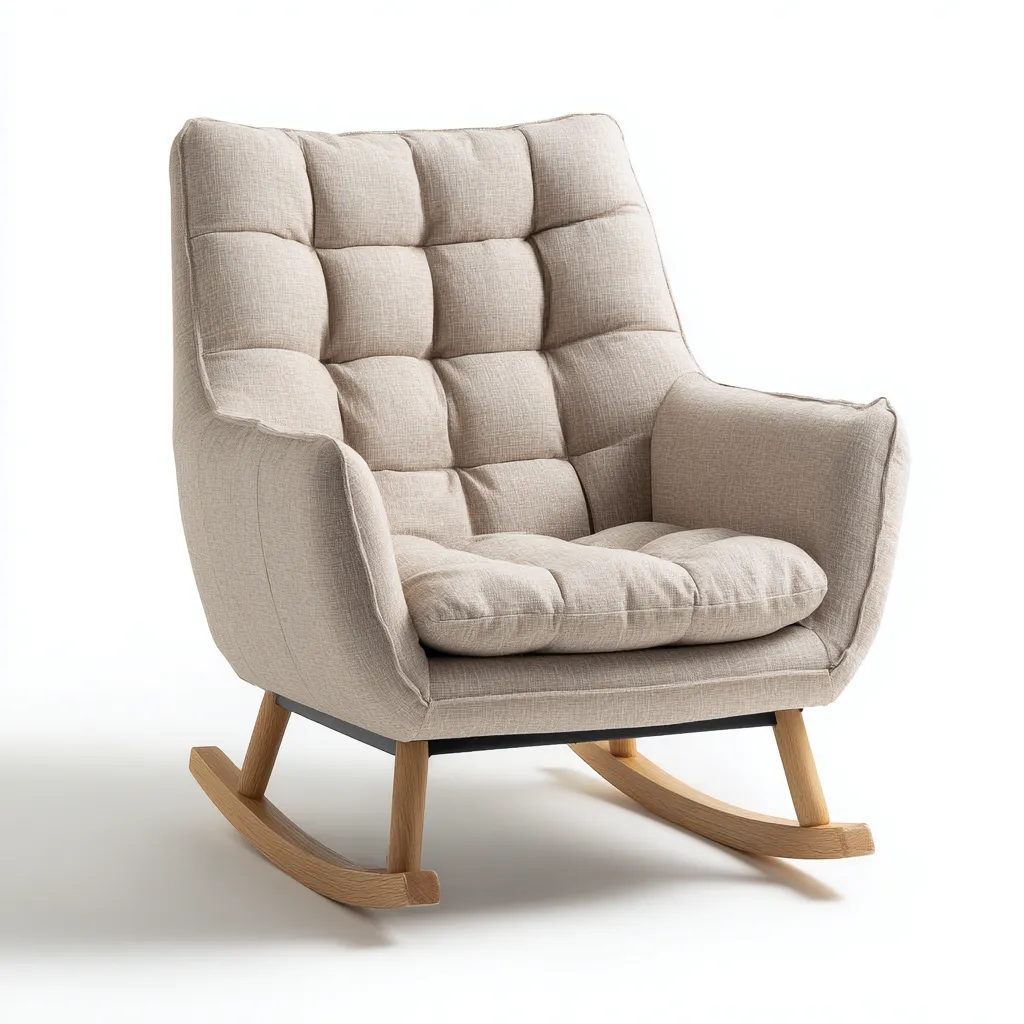 Schaukelstuhl - Stoff-Holz - 88x83x100 cm - Beige - Modernes Design-Shelterovae