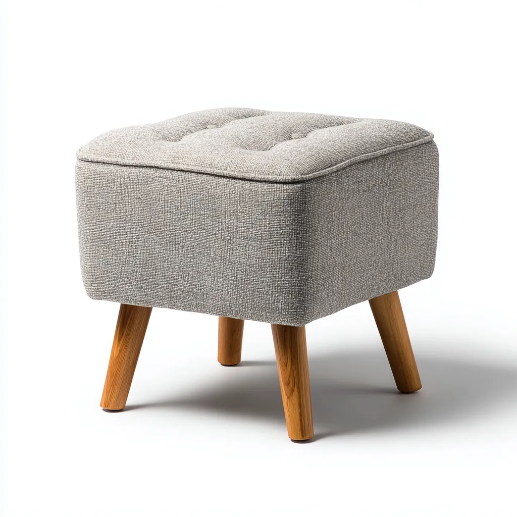 Fußhocker - Stoff-Holz - 45x45x45 cm - Hellgrau - Skandinavisches Design-Shelterovae