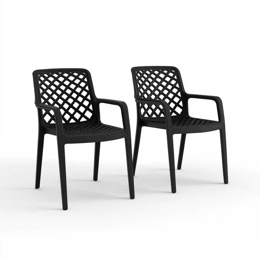 Gartenstuhl - Kunststoff - 58x56x85 cm - Schwarz - Modernes Design-Shelterovae