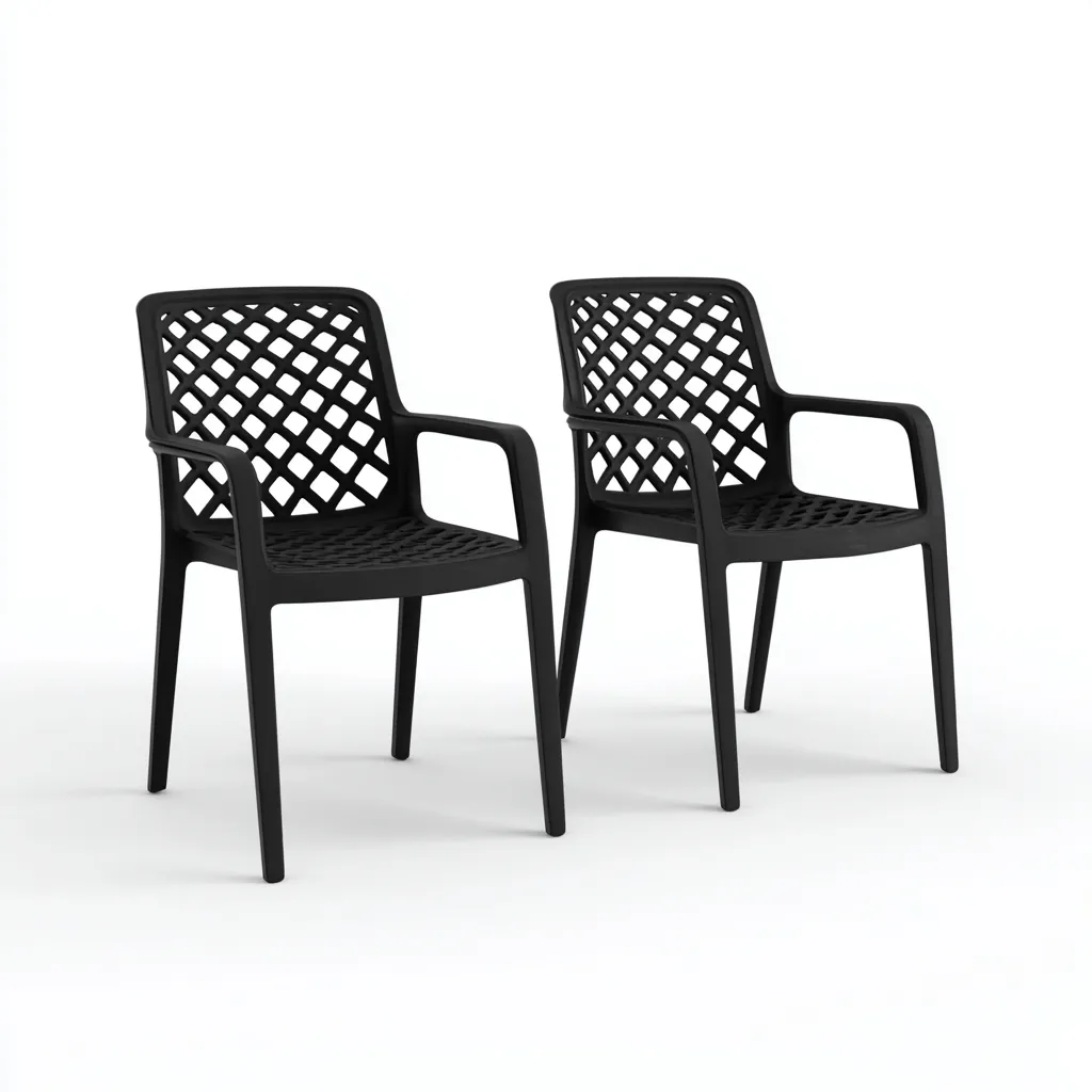 Gartenstuhl - Kunststoff - 58x56x85 cm - Schwarz - Modernes Design-Shelterovae