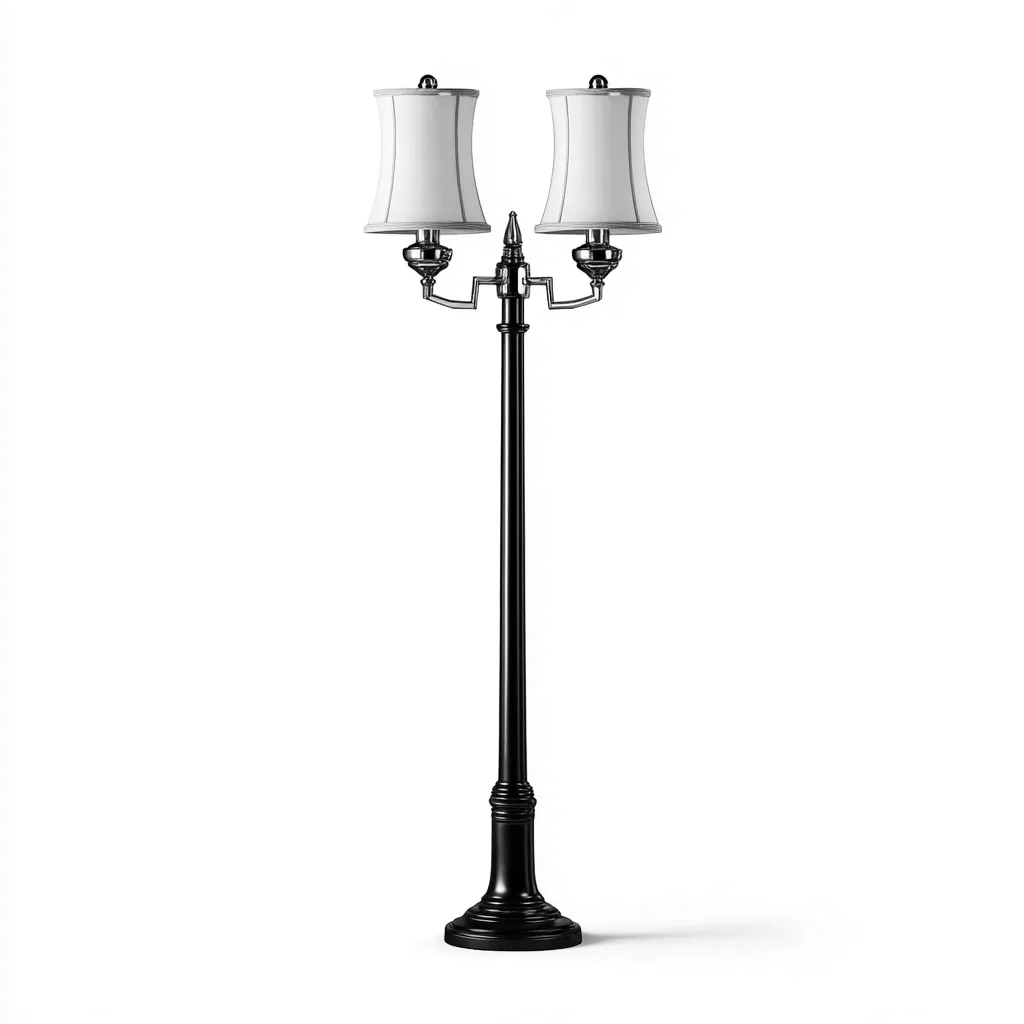 Stehlampe-Metall-Stoff-38x28x160 cm-Schwarz-Weiß-Klassisches Design-Shelterovae