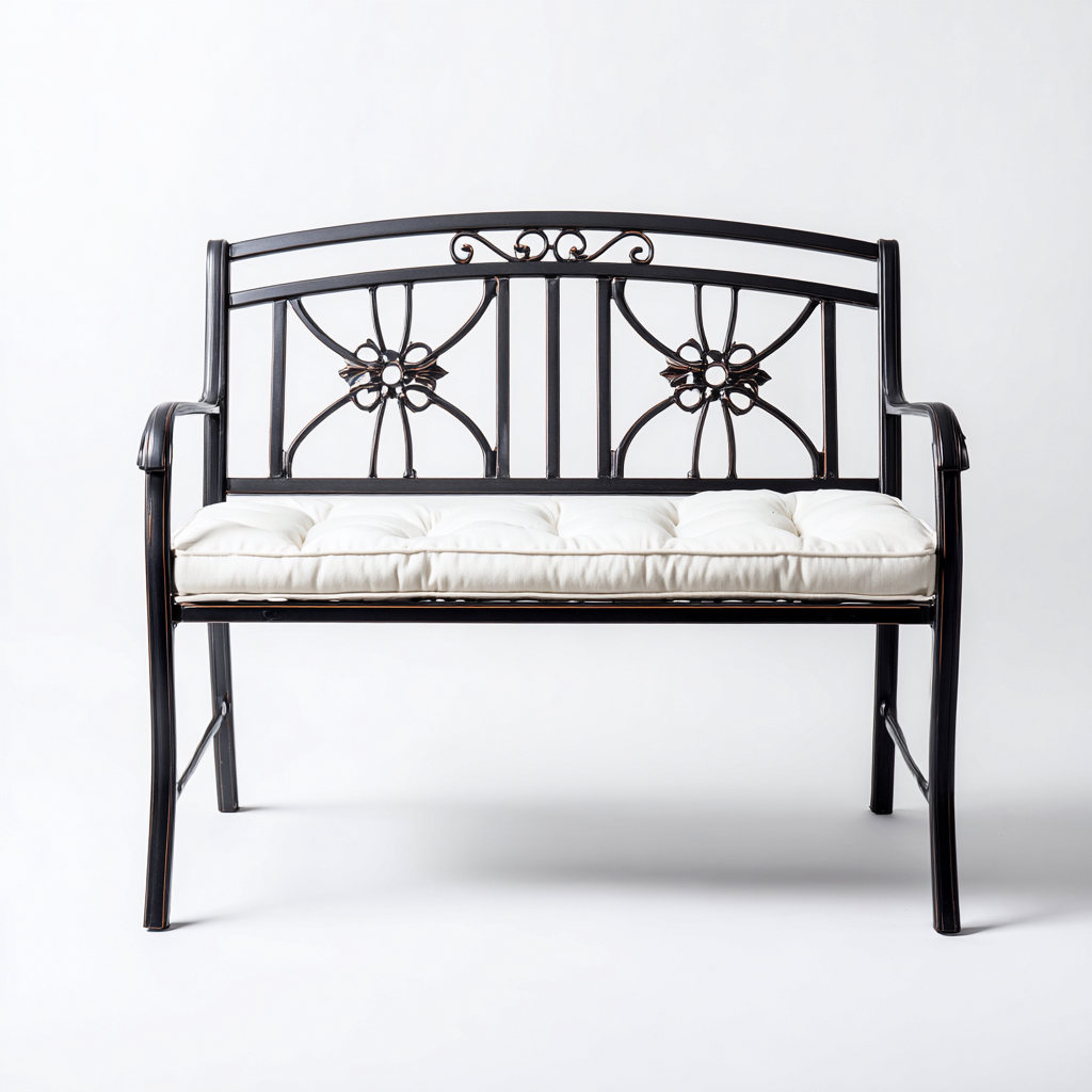 Gartenbank - Eisen - 118x54x82 cm - Schwarz - Ziermuster-Design-Shelterovae