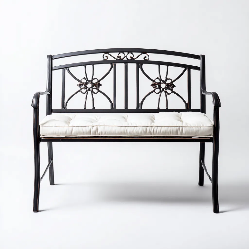 Gartenbank - Eisen - 118x54x82 cm - Schwarz - Ziermuster-Design-Shelterovae