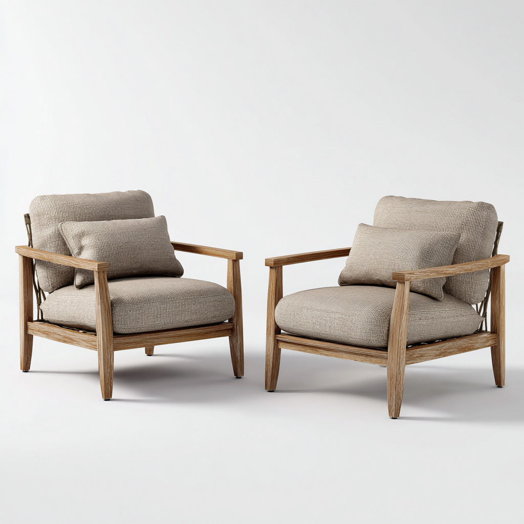 Gartenstuhl - Holz-Stoff - 78x80x88 cm - Natur-Beige - Modernes Design-Shelterovae