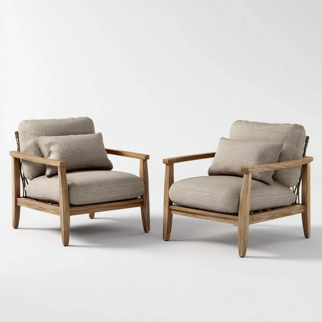 Gartenstuhl - Holz-Stoff - 78x80x88 cm - Natur-Beige - Modernes Design-Shelterovae