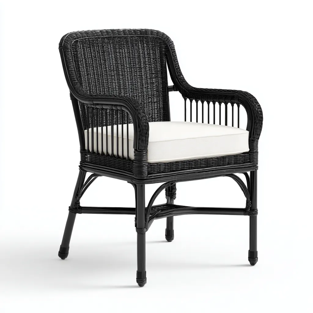 Gartenstuhl - Rattan-Textil - 60x58x88 cm - Schwarz-Weiß - Klassisches Design-Shelterovae