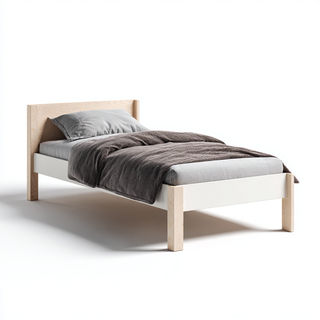 Einzelbett - Kiefernholz - 200x90x80 cm - Weiß-Natur - Skandinavisches Design für Schlafzimmer-Shelterovae
