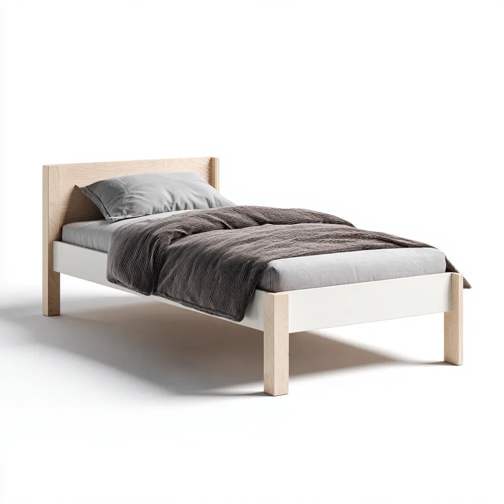 Einzelbett - Kiefernholz - 200x90x80 cm - Weiß-Natur - Skandinavisches Design für Schlafzimmer-Shelterovae