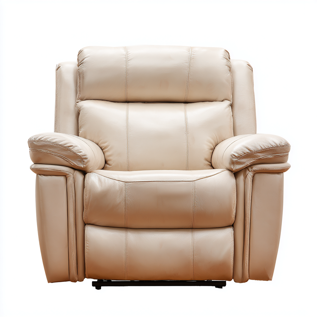 Liegesessel - Echtleder - 98x102x104 cm - Creme - Moderner Relaxsessel mit Liegefunktion-Shelterovae