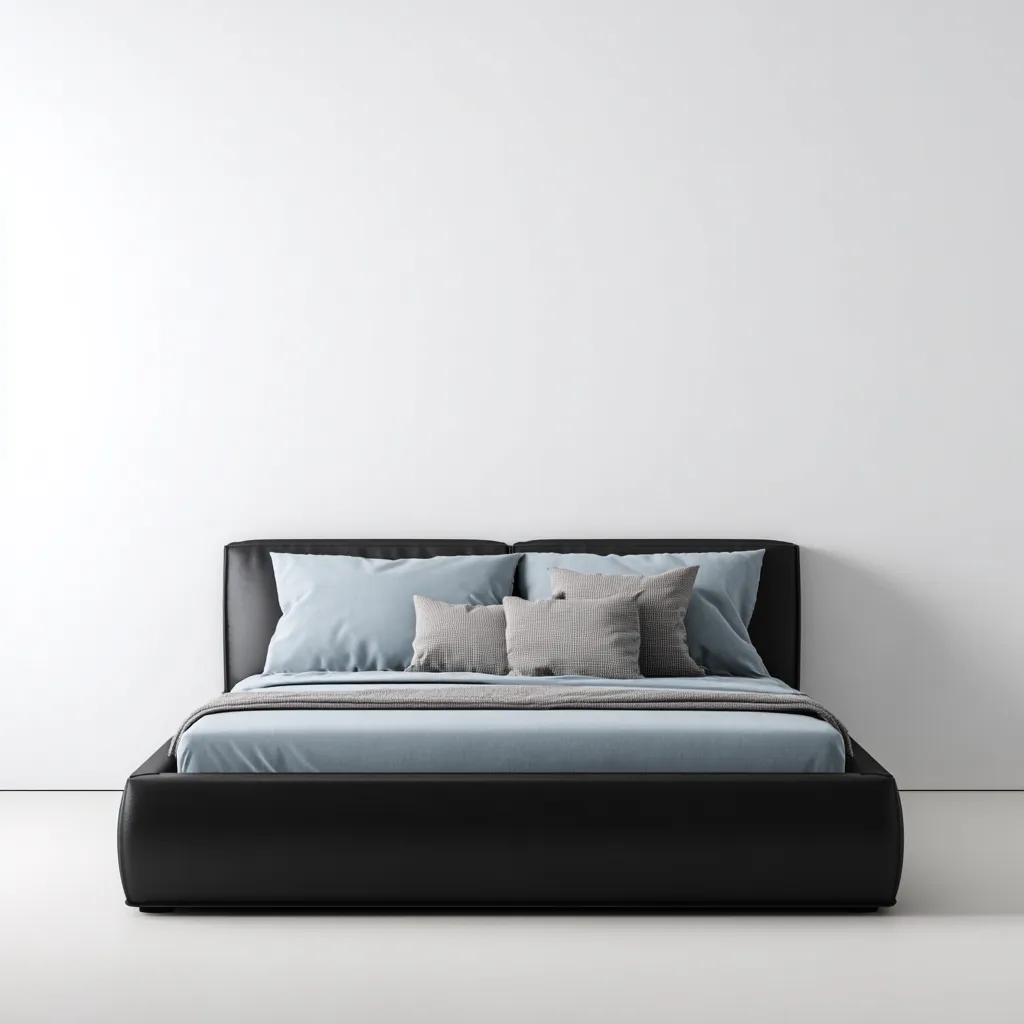 Doppelbett-Echtleder-Holz-200x180x90 cm-Schwarz-Modernes Design mit gepolstertem Kopfteil-Shelterovae