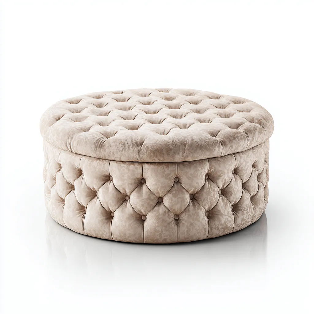 Fußhocker - Samtstoff - 85x85x43 cm - Creme - Chesterfield-Stil mit Stauraum-Shelterovae