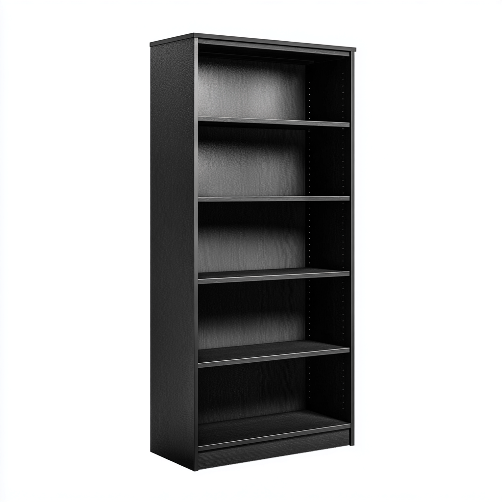 Bücherregal - Holzwerkstoff - 80x30x190 cm - Schwarz - Modernes Design-Shelterovae