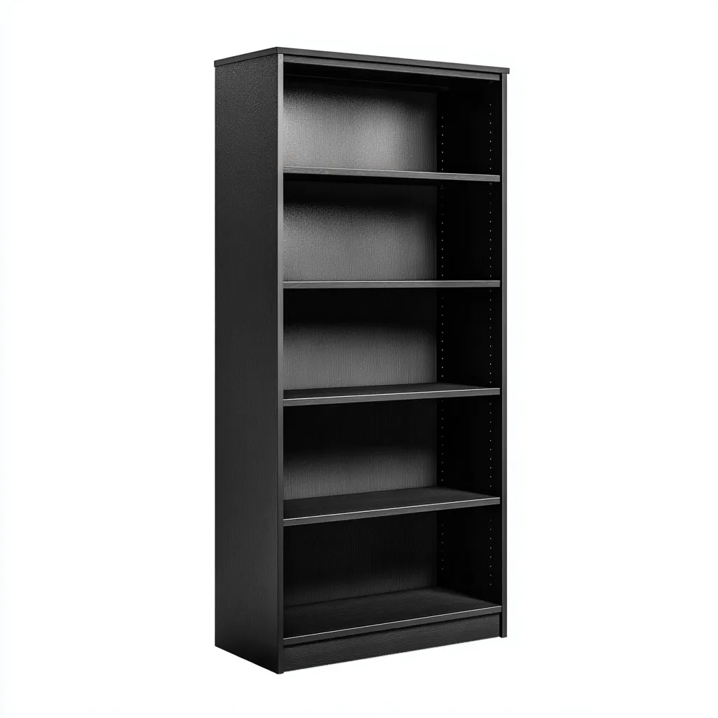 Bücherregal - Holzwerkstoff - 80x30x190 cm - Schwarz - Modernes Design-Shelterovae