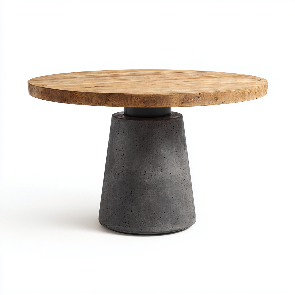 Gartentisch - Holz-Beton - 120x120x76 cm - Naturholz-Grau - Industrielles Design-Shelterovae