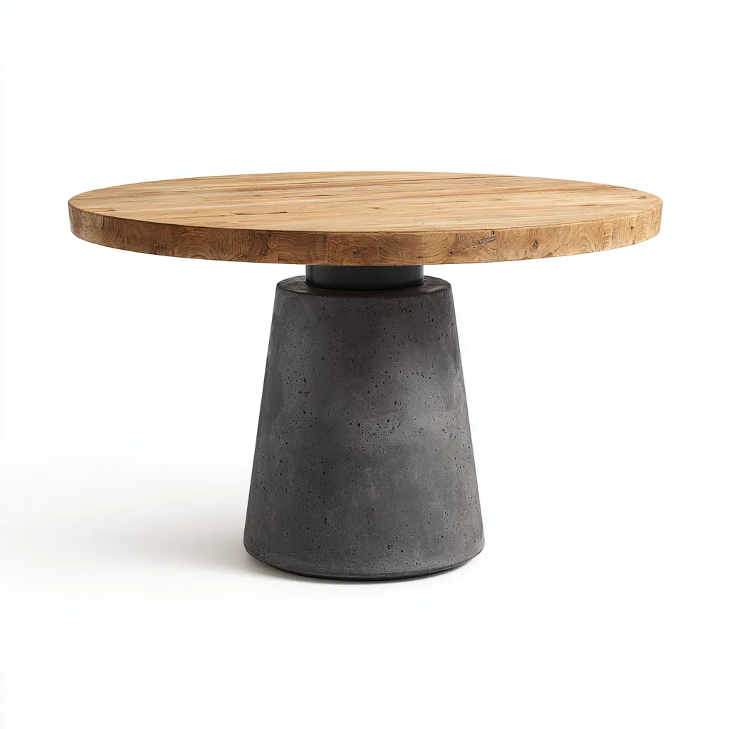 Gartentisch - Holz-Beton - 120x120x76 cm - Naturholz-Grau - Industrielles Design-Shelterovae