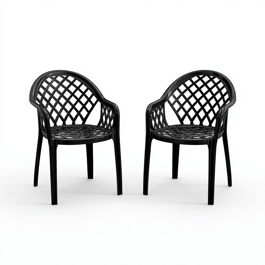 Gartenstuhl - Kunststoff - 57x55x83 cm - Schwarz - Modernes Design-Shelterovae