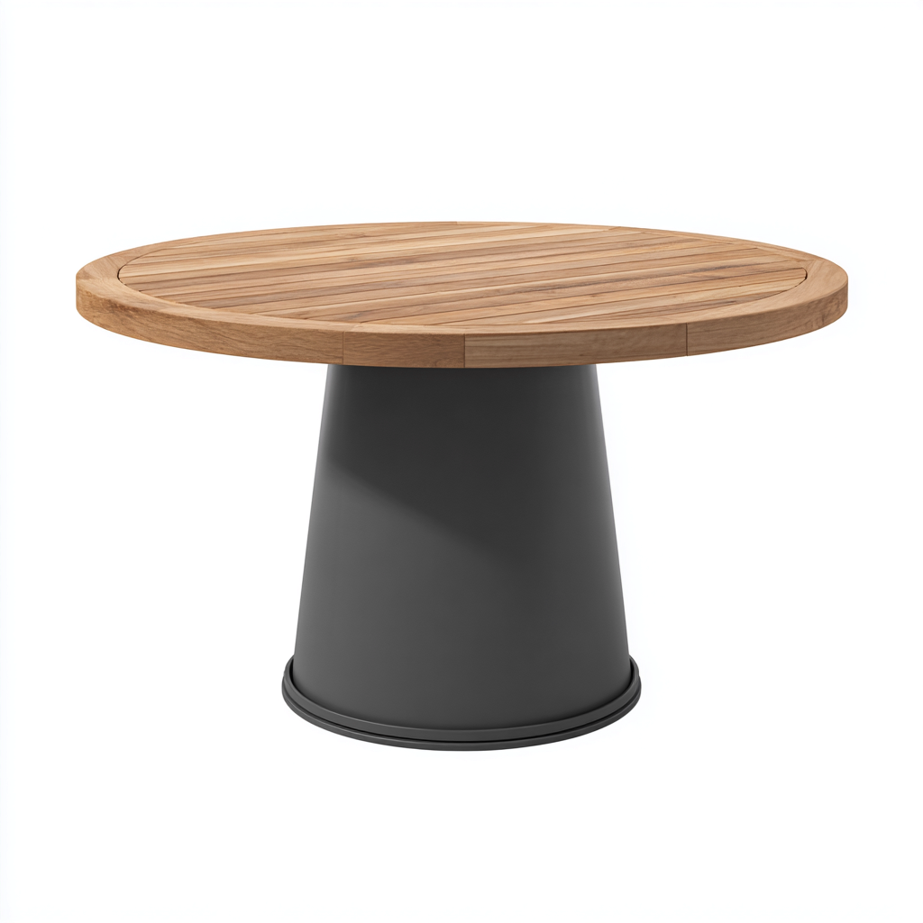 Gartentisch - Holz-Metall - 130x130x76 cm - Naturholz-Schwarz - Modernes Design-Shelterovae