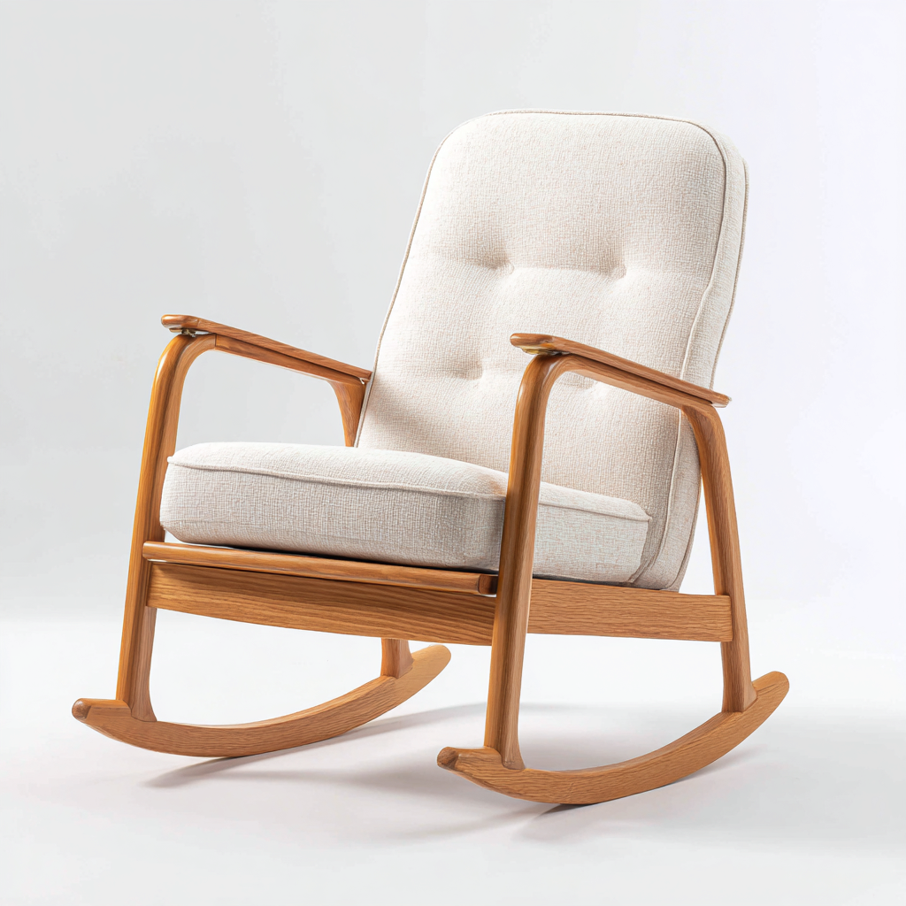 Schaukelstuhl - Stoff-Holz - 88x82x102 cm - Beige - Skandinavisches Design-Shelterovae