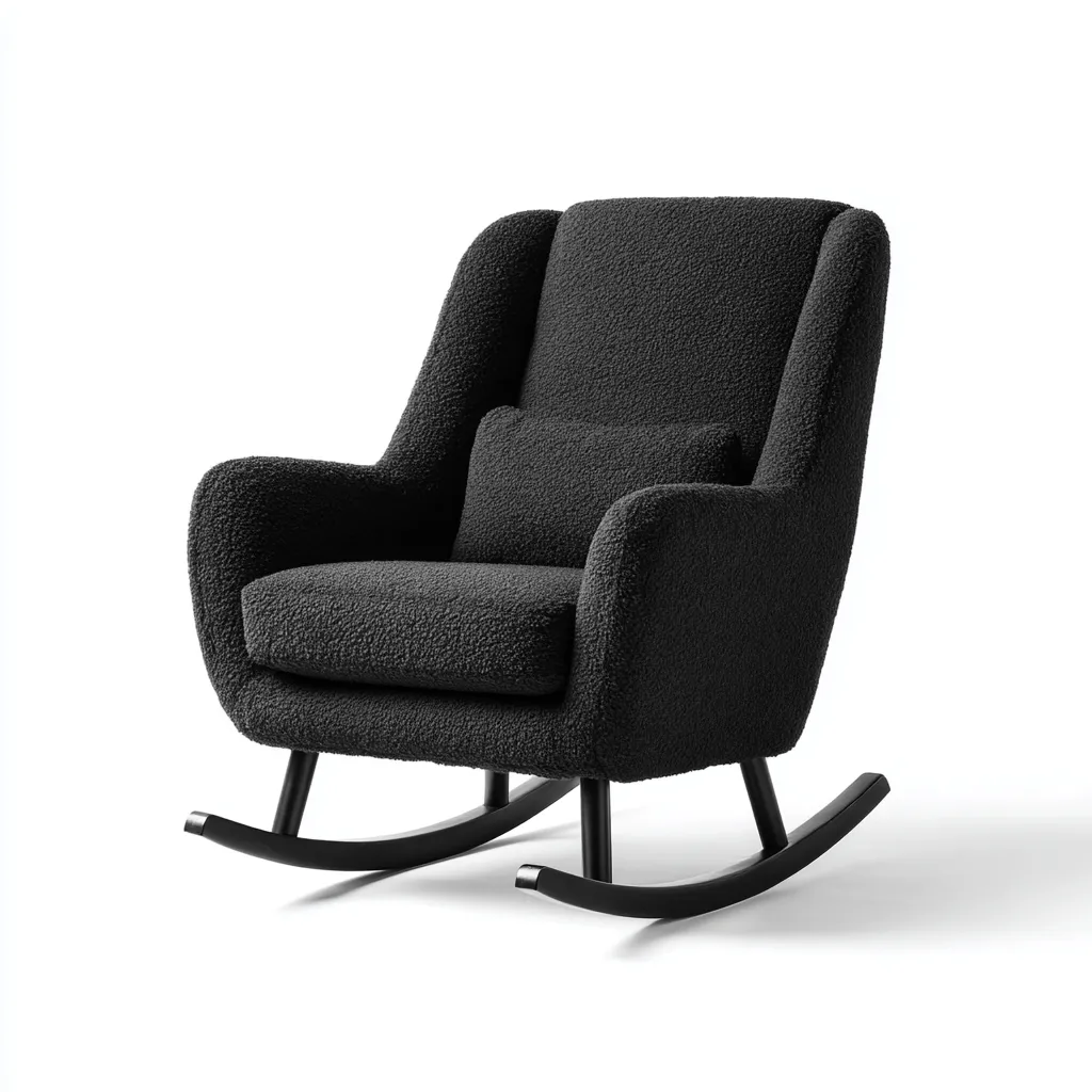 Schaukelstuhl - Bouclé-Stoff-Holz - 85x78x100 cm - Schwarz - Modernes Design-Shelterovae