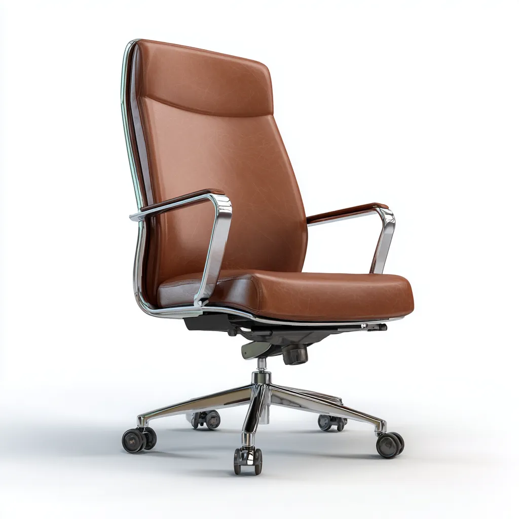 Bürostuhl - Echtleder-Metall - 66x63x102 cm - Braun - Modernes ergonomisches Design-Shelterovae