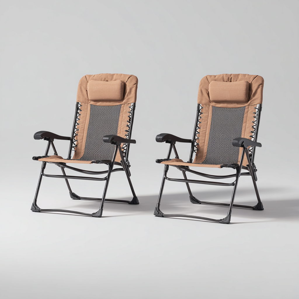 Gartenstuhl - Metall-Textilene-Stoff - 65x95x110 cm - Schwarz-Braun - Verstellbares Design-Shelterovae