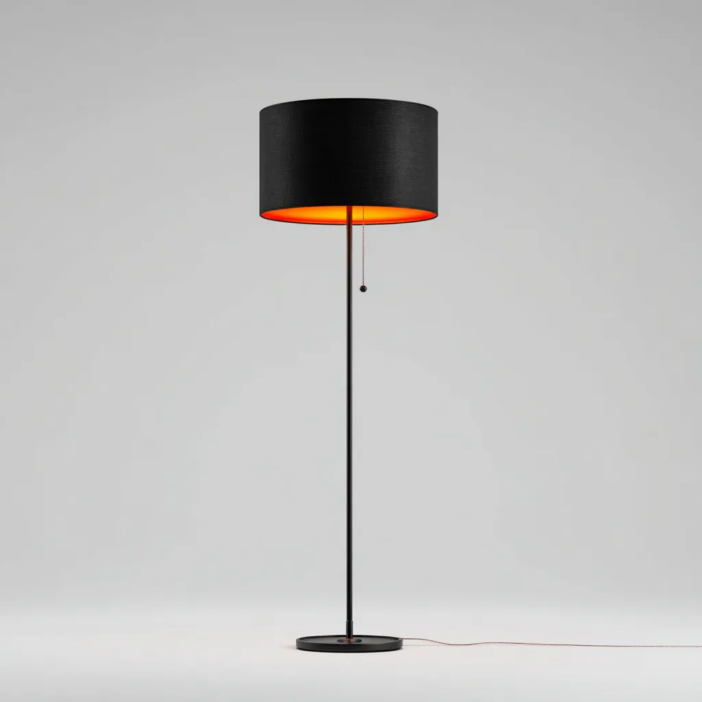 Stehlampe-Metall-Stoff-40x40x160 cm-Schwarz-Orange-Modernes Design-Shelterovae