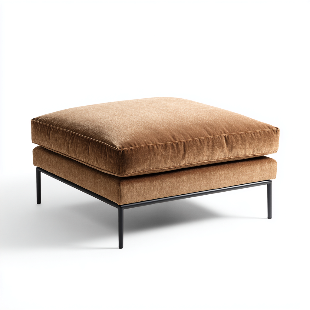 Fußhocker - Samt-Metall - 75x75x42 cm - Hellbraun - Modernes Design-Shelterovae