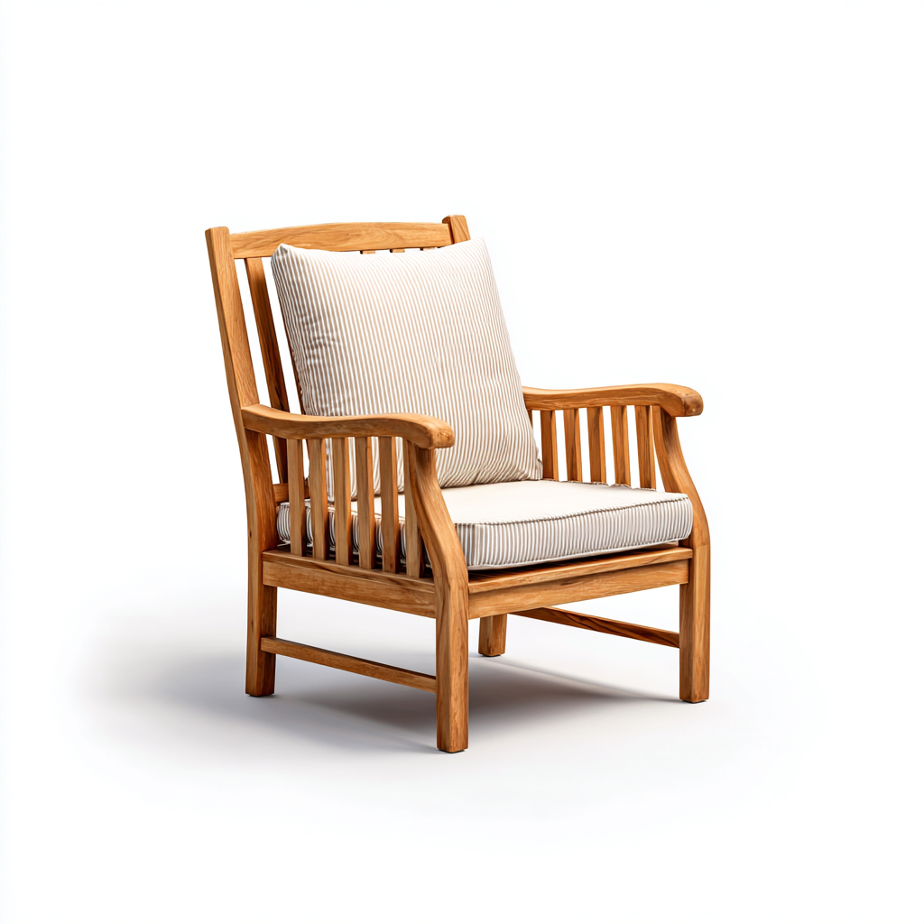 Gartenstuhl - Holz-Stoff - 68x72x92 cm - Natur-Beige - Klassisches Design-Shelterovae