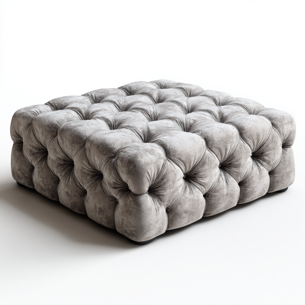 Fußhocker - Samt - 100x85x42 cm - Hellgrau - Klassisches Design-Shelterovae