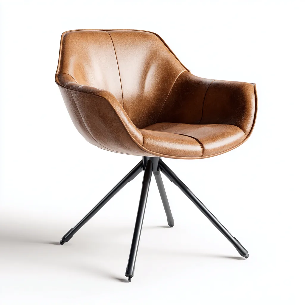 Bürostuhl - Kunstleder-Metall - 62x60x82 cm - Braun - Modernes Lounge-Design-Shelterovae