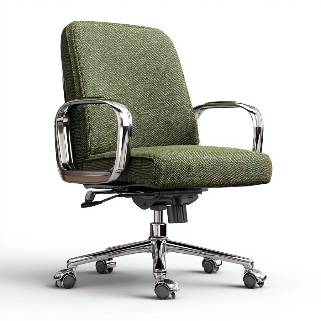 Bürostuhl - Stoff-Metall - 64x65x100 cm - Grün-Silber - Modernes Design-Shelterovae